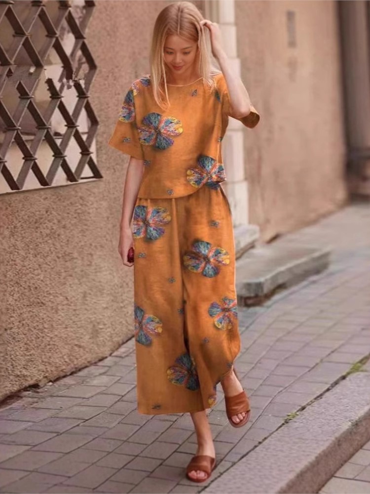Linen Pant Wide - 2025 Весна Лето Новый комплект из