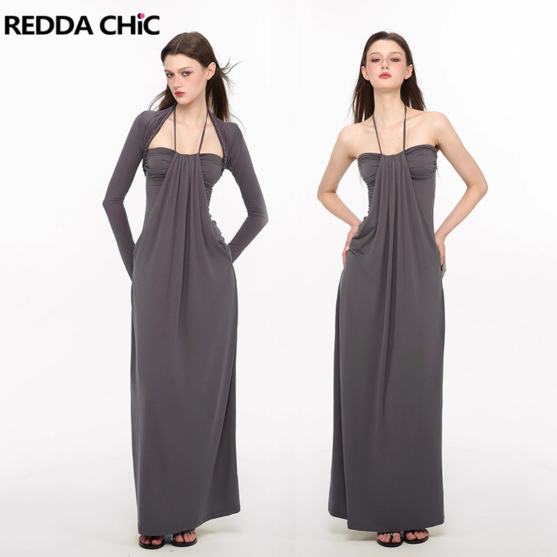 Maxi Dress Halter - REDDACHiC Элегантное плетеное платье с плечами,