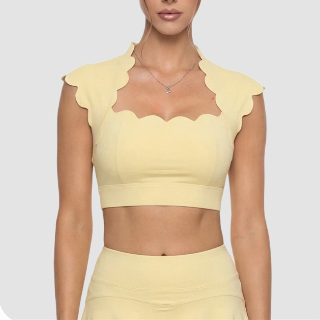 Crop Top Crochet - Женский спортивный топ-бра Pad Wavy для